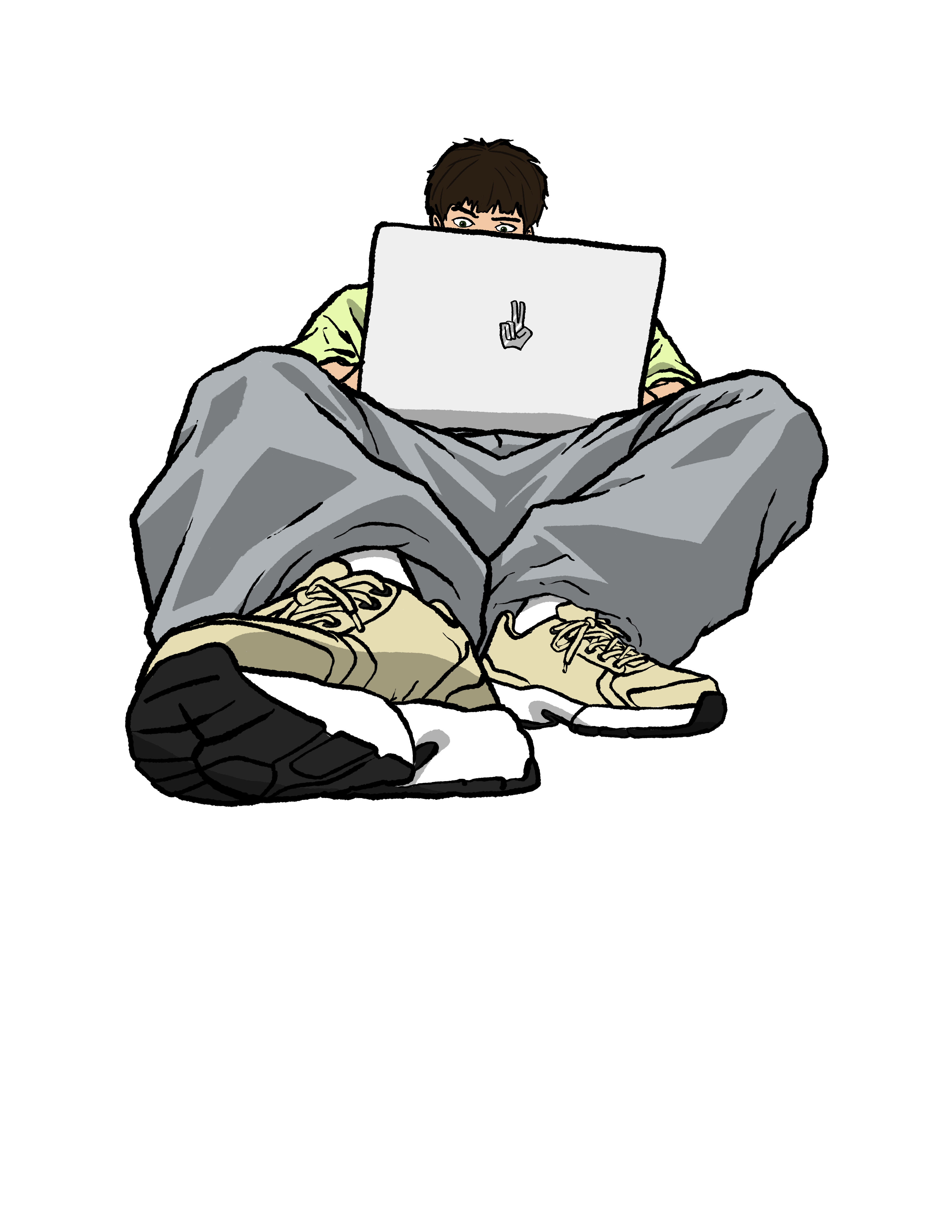 Illustration of me sitting with a laptop
